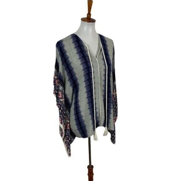 Boho Freeway M Tie Dye Fringe Kimono Cardigan Open Front Festival Cover Up - Picture 3 of 6